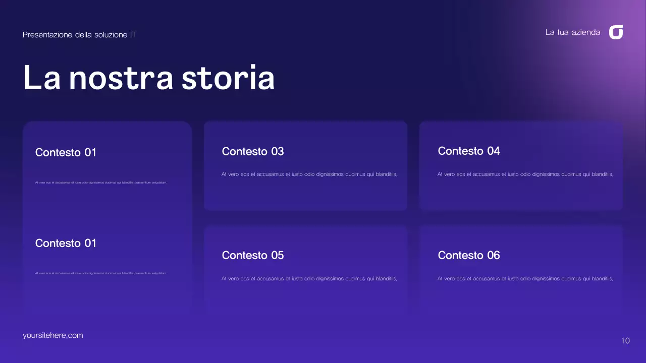 Guida alle soluzioni IT astratte viola e blu