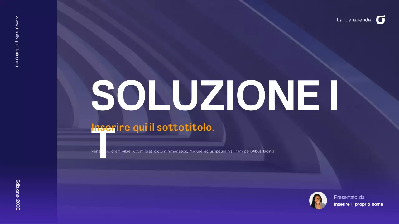 Guida alle soluzioni IT astratte viola e blu