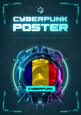 blaues Cyberpunk-Design