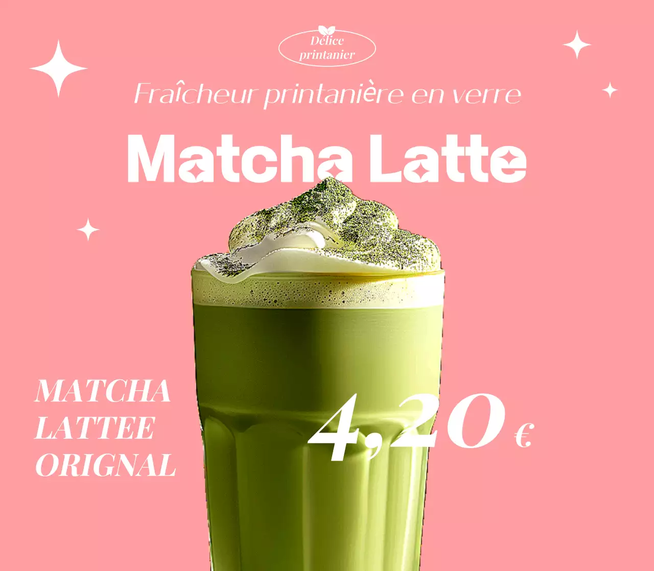 Publicité pour une boisson rose propre