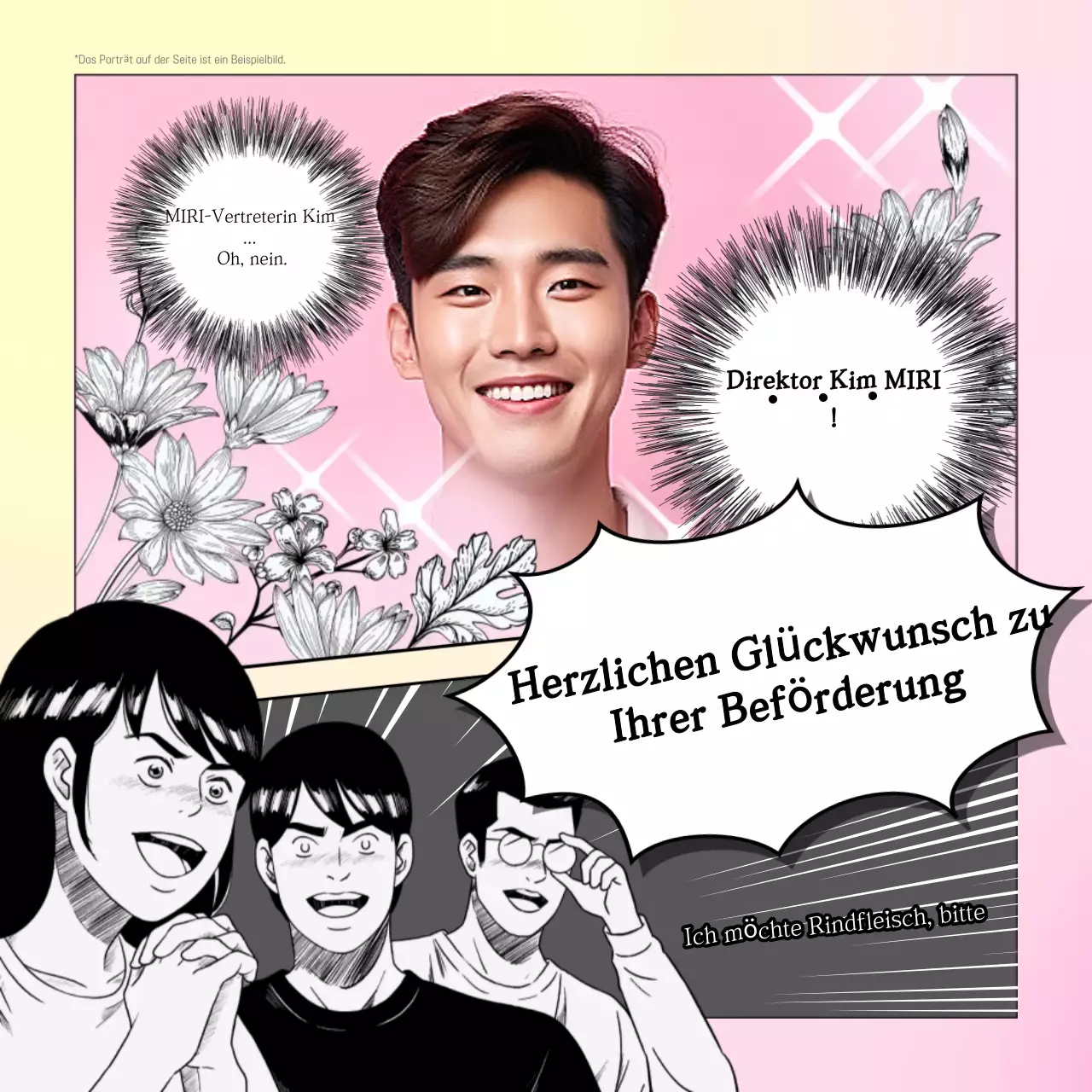 Rosa Cartoon-Glückwünsche zur Beförderung