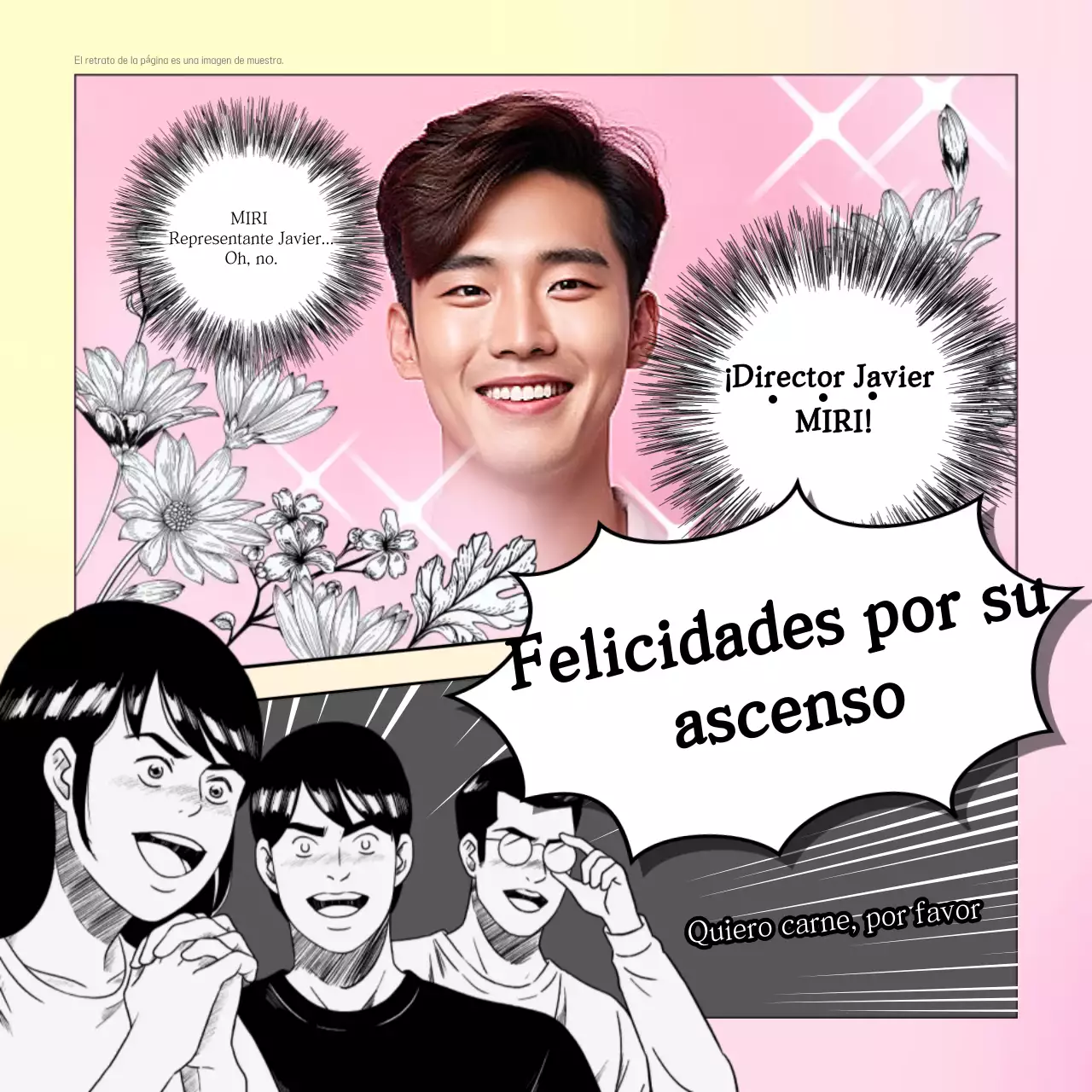 Felicitaciones por la promoción de dibujos animados rosados