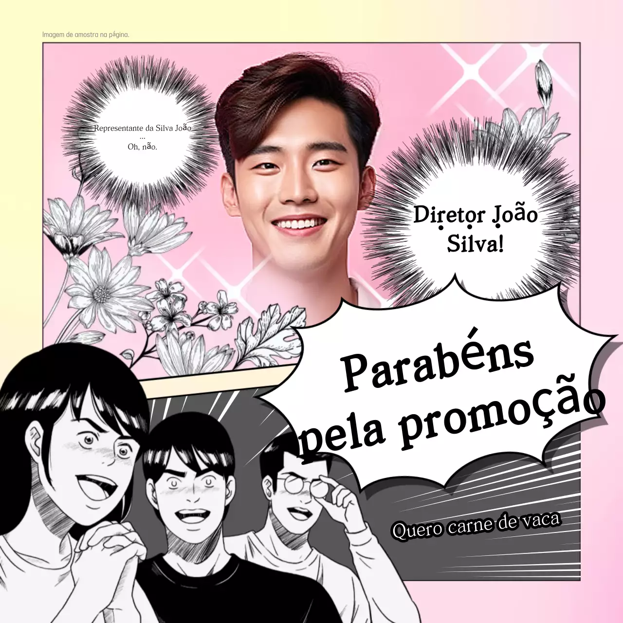 Parabéns pela promoção do desenho animado rosa