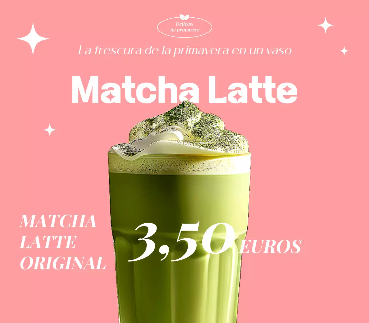 Anuncio de bebida limpia de color rosa