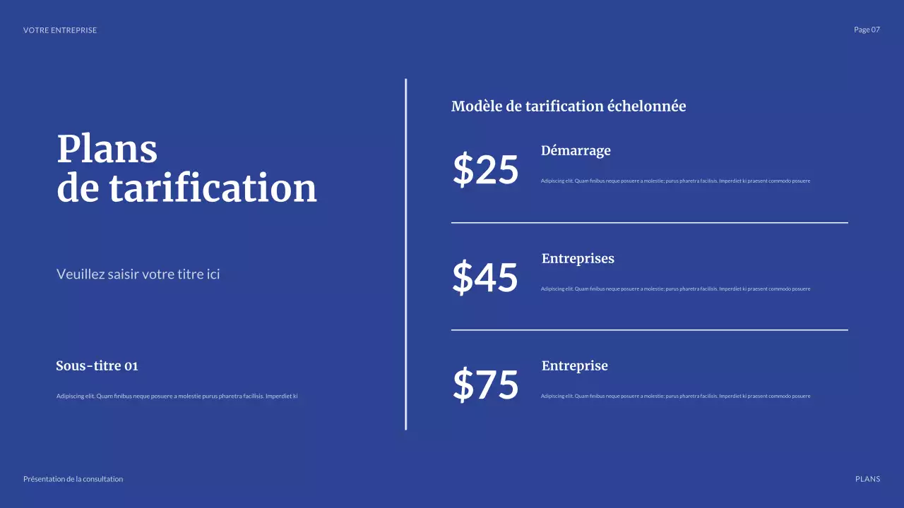 présentation commerciale moderne bleue