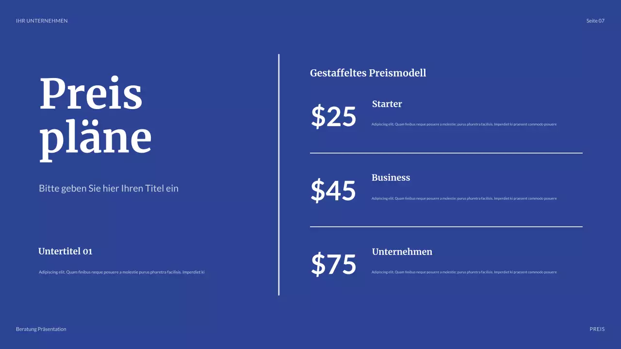 blaue moderne geschäftspräsentation