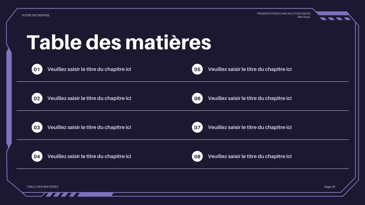 présentation informatique futuriste violette
