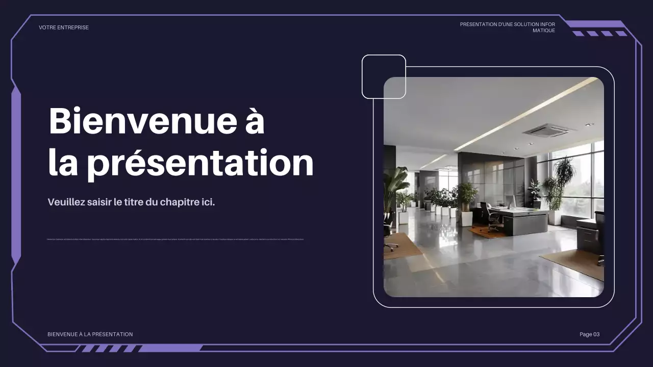 présentation informatique futuriste violette