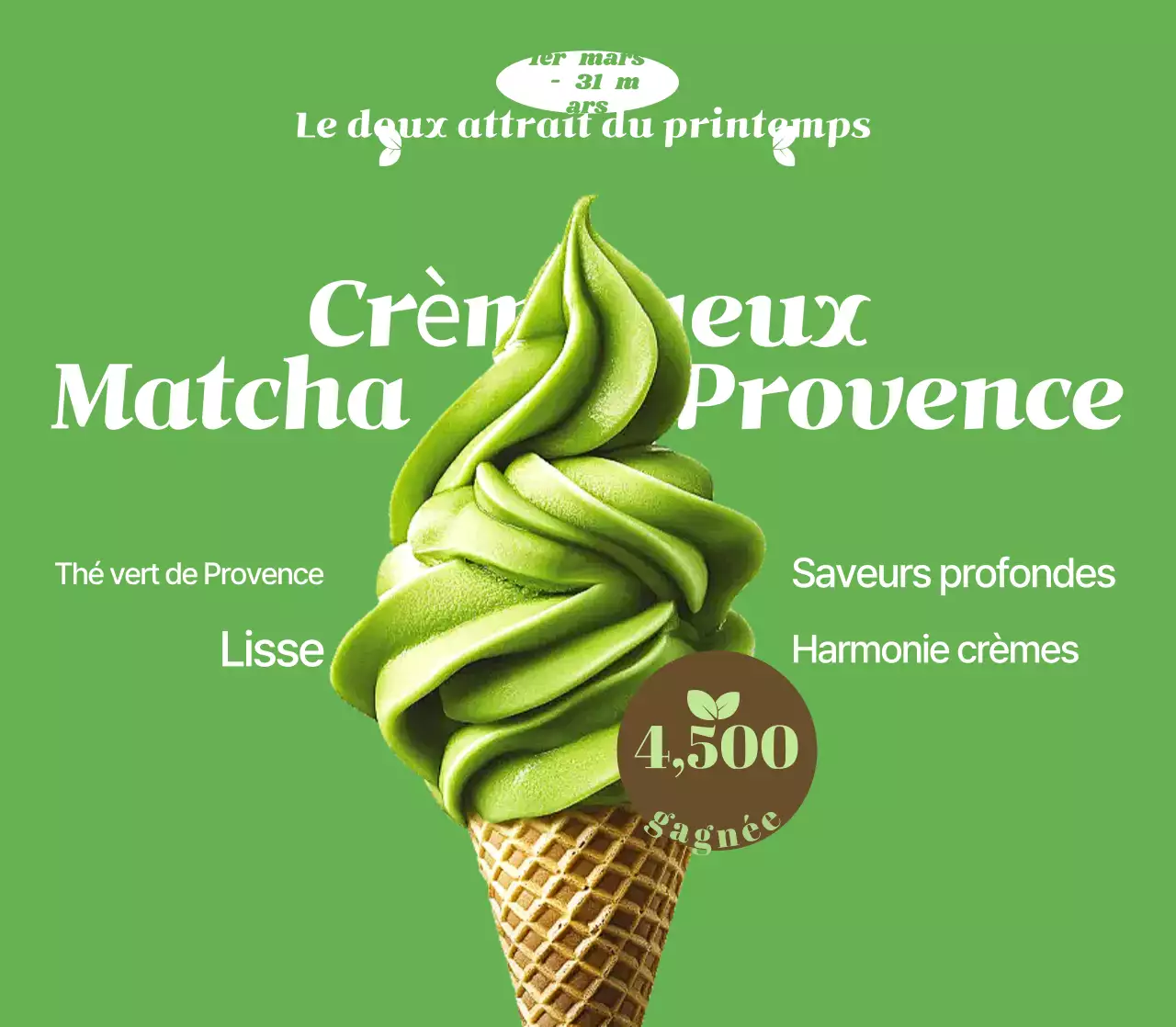 Publicité pour un dessert vert simple