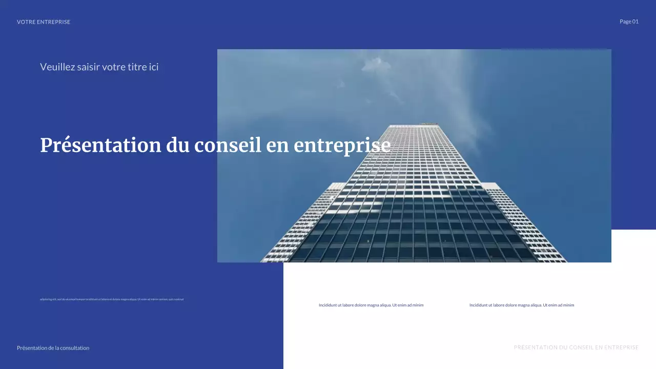 présentation commerciale moderne bleue