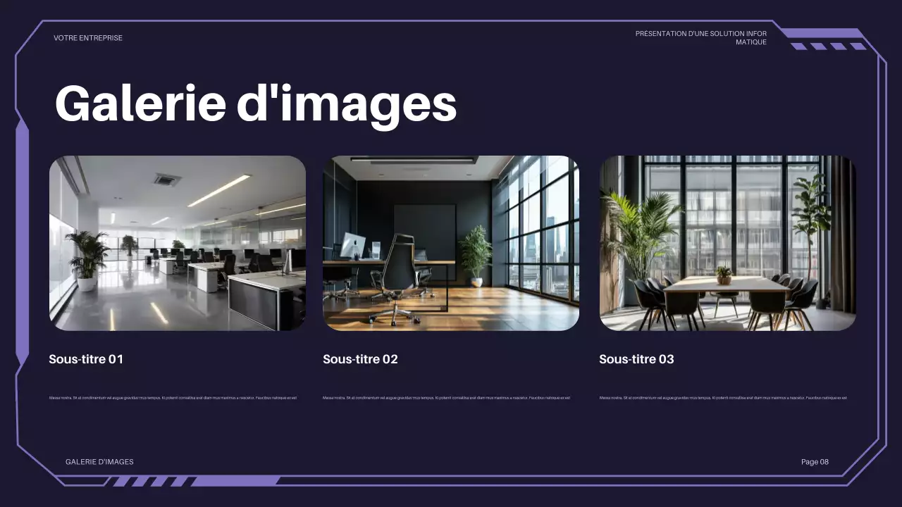 présentation informatique futuriste violette