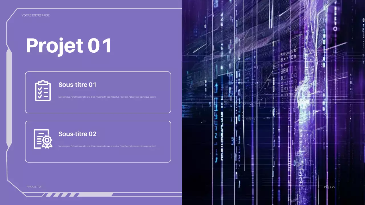 présentation informatique futuriste violette