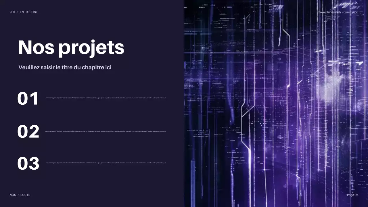 présentation informatique futuriste violette