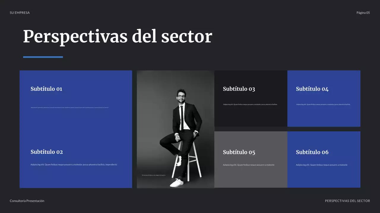 Presentación empresarial moderna en color azul