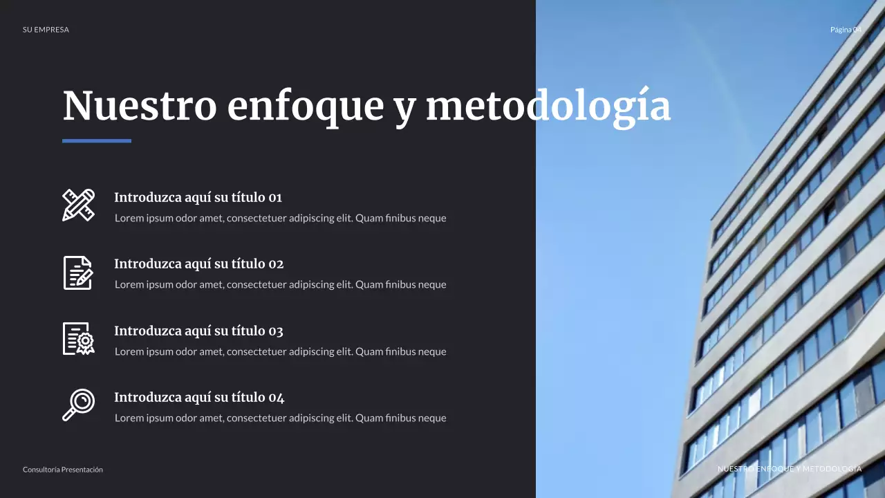 Presentación empresarial moderna en color azul