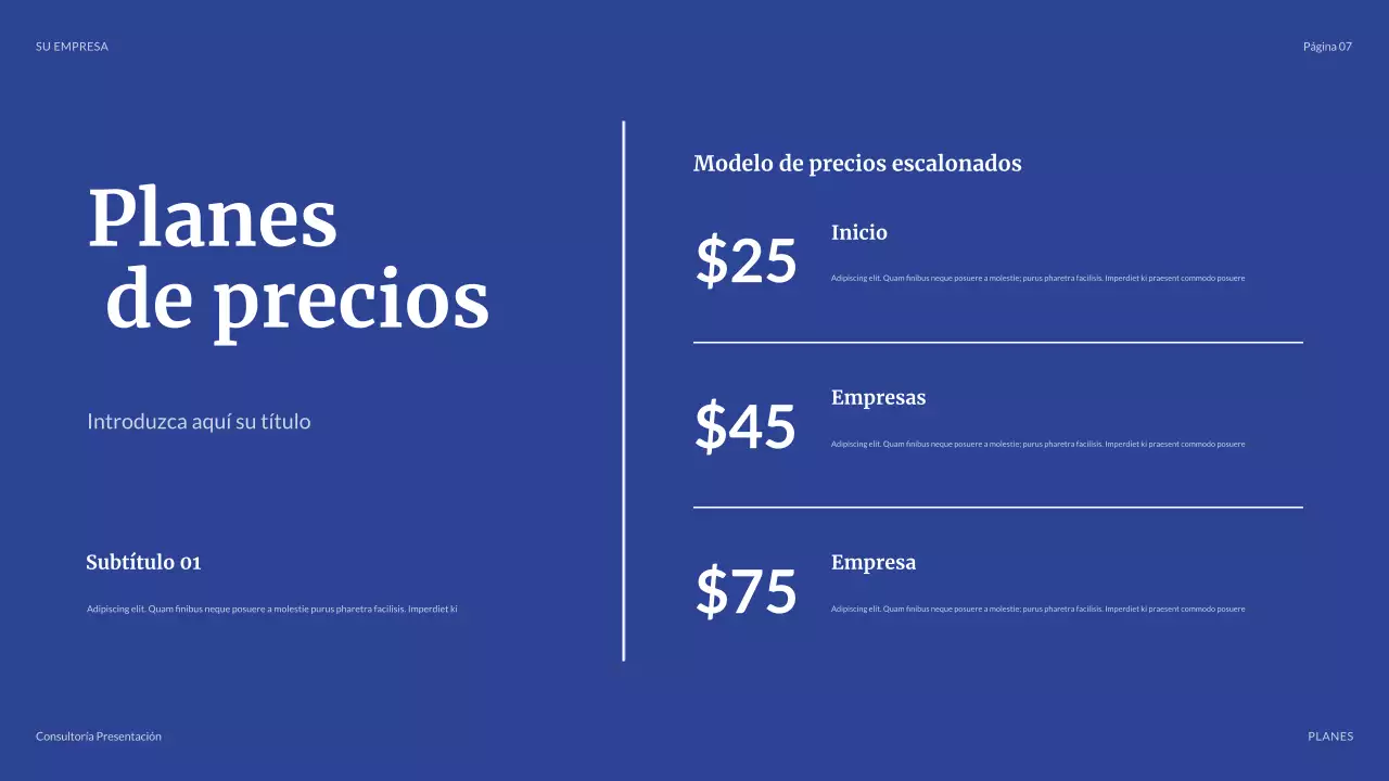 Presentación empresarial moderna en color azul