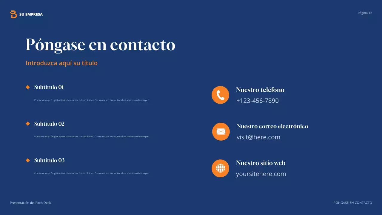 Presentación de agencia moderna de color naranja