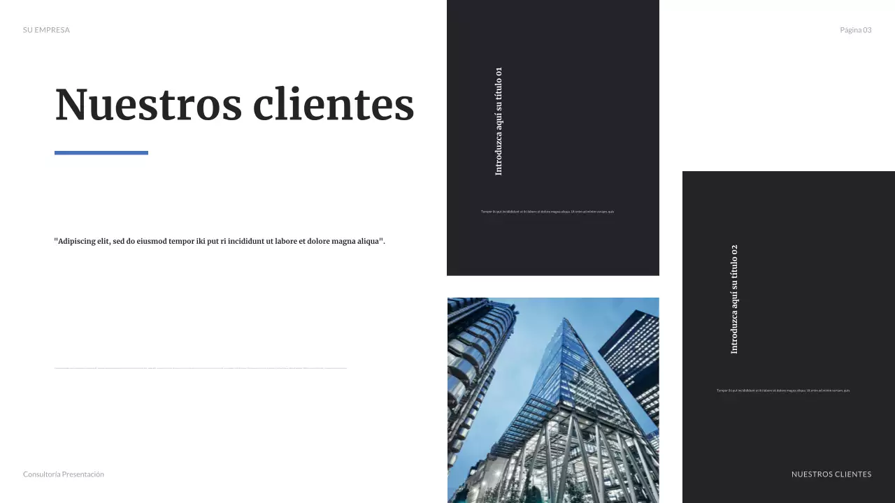 Presentación empresarial moderna en color azul