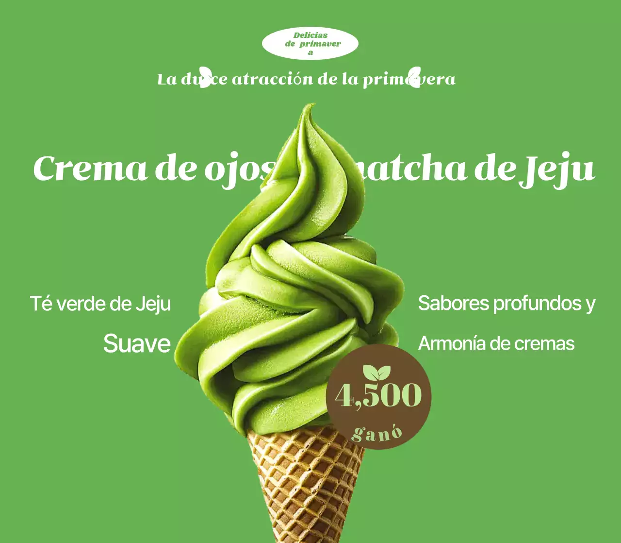 Anuncio de postre sencillo y verde