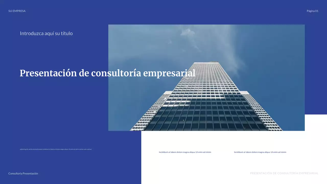 Presentación empresarial moderna en color azul