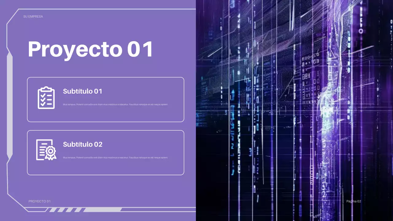 Presentación de TI futurista de color púrpura