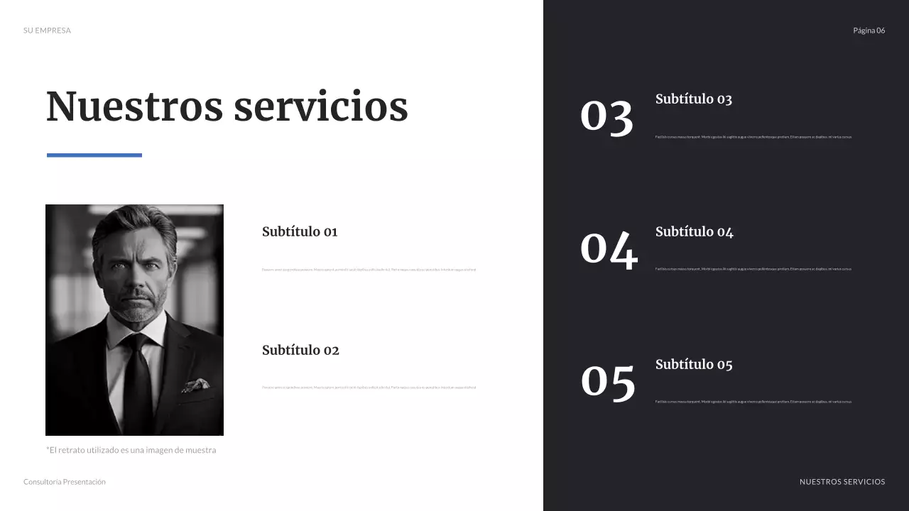 Presentación empresarial moderna en color azul