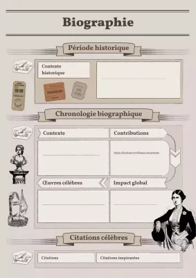 album de coupures de presse biographiques et historiques sur la journée de la femme, beige et vintage