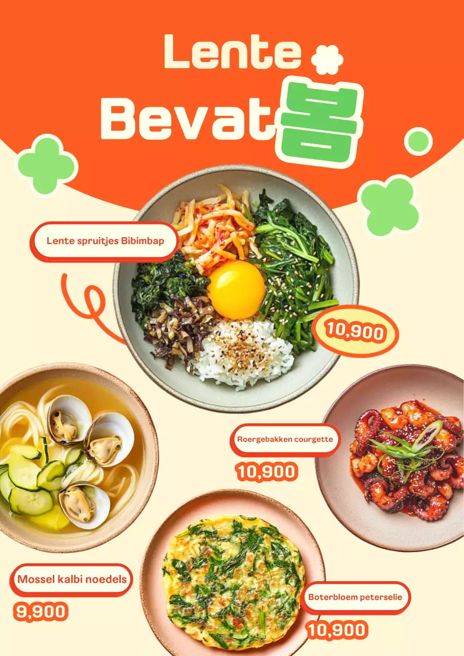 Oranje Babyvoeding Menu