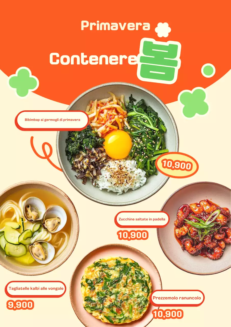 Menù per alimenti per bambini all'arancia