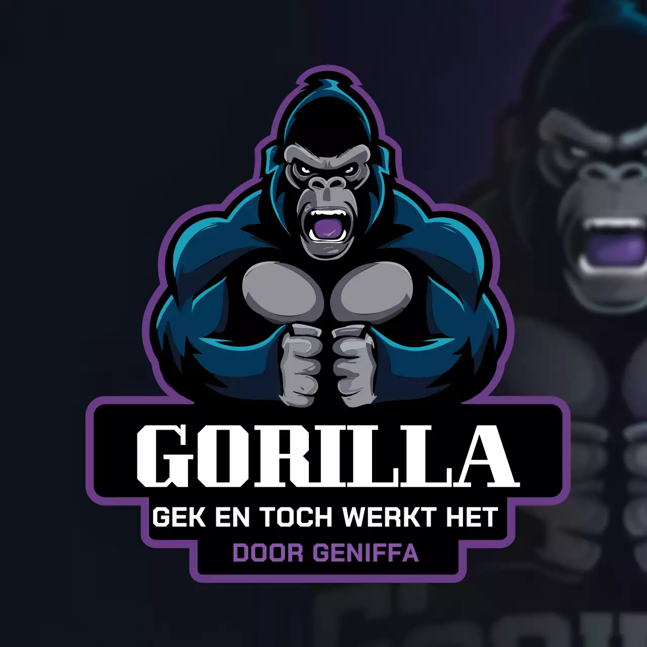 paars vet spier boos gorilla logo ontwerp