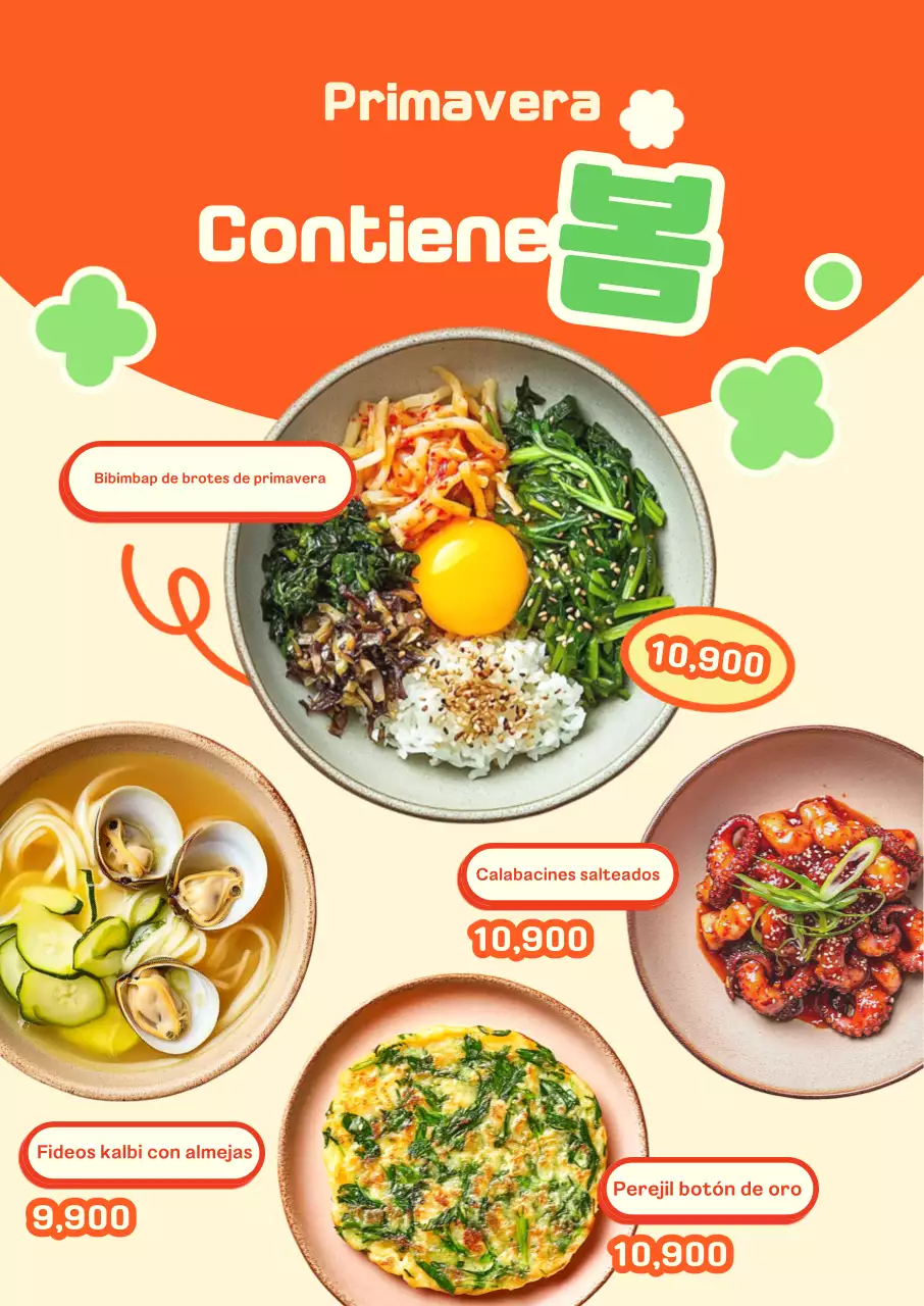 Menú de comida para bebés de color naranja