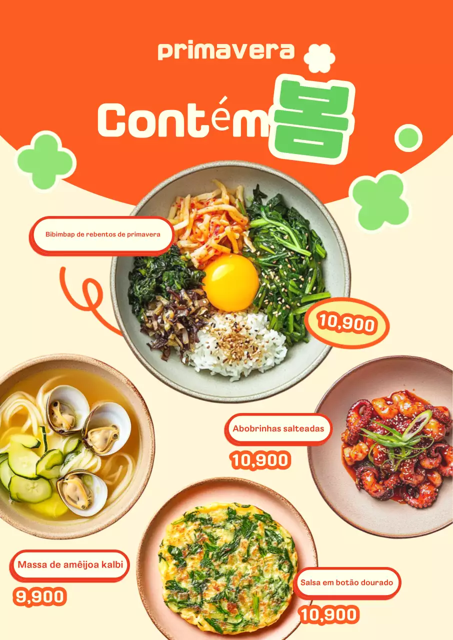 Cardápio de comida para bebê laranja