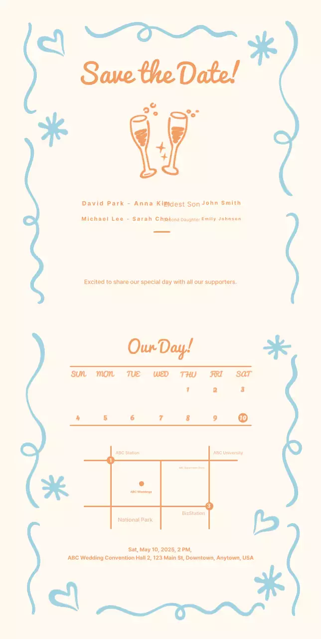 Sky Blue Simple Wedding Invitation