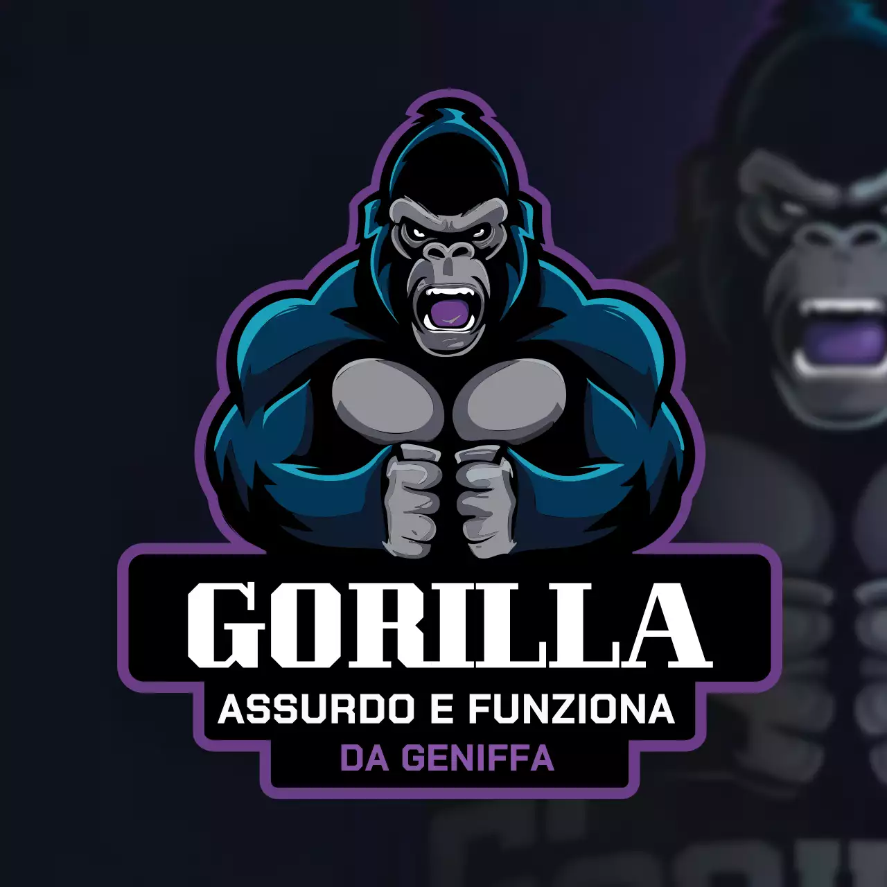 logo design gorilla arrabbiato muscoloso viola