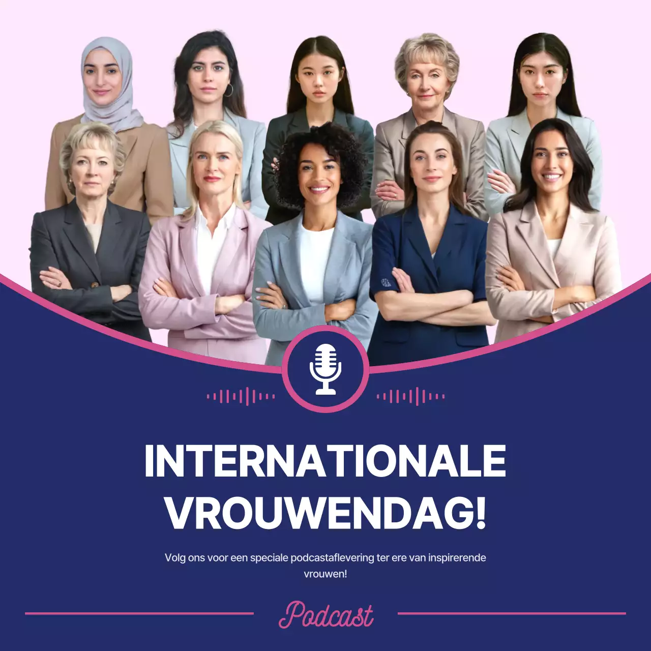 Roze Eenvoudige Vrouwen Podcast Social Media Vierkanten