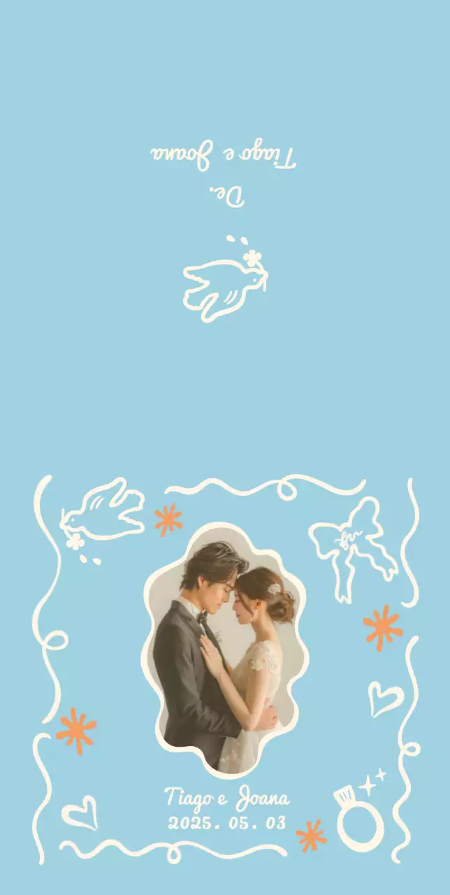 Convite de casamento simples azul celeste