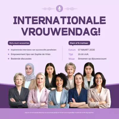 Paarse Eenvoudige Vrouwendag Podcast Social Media Vierkanten