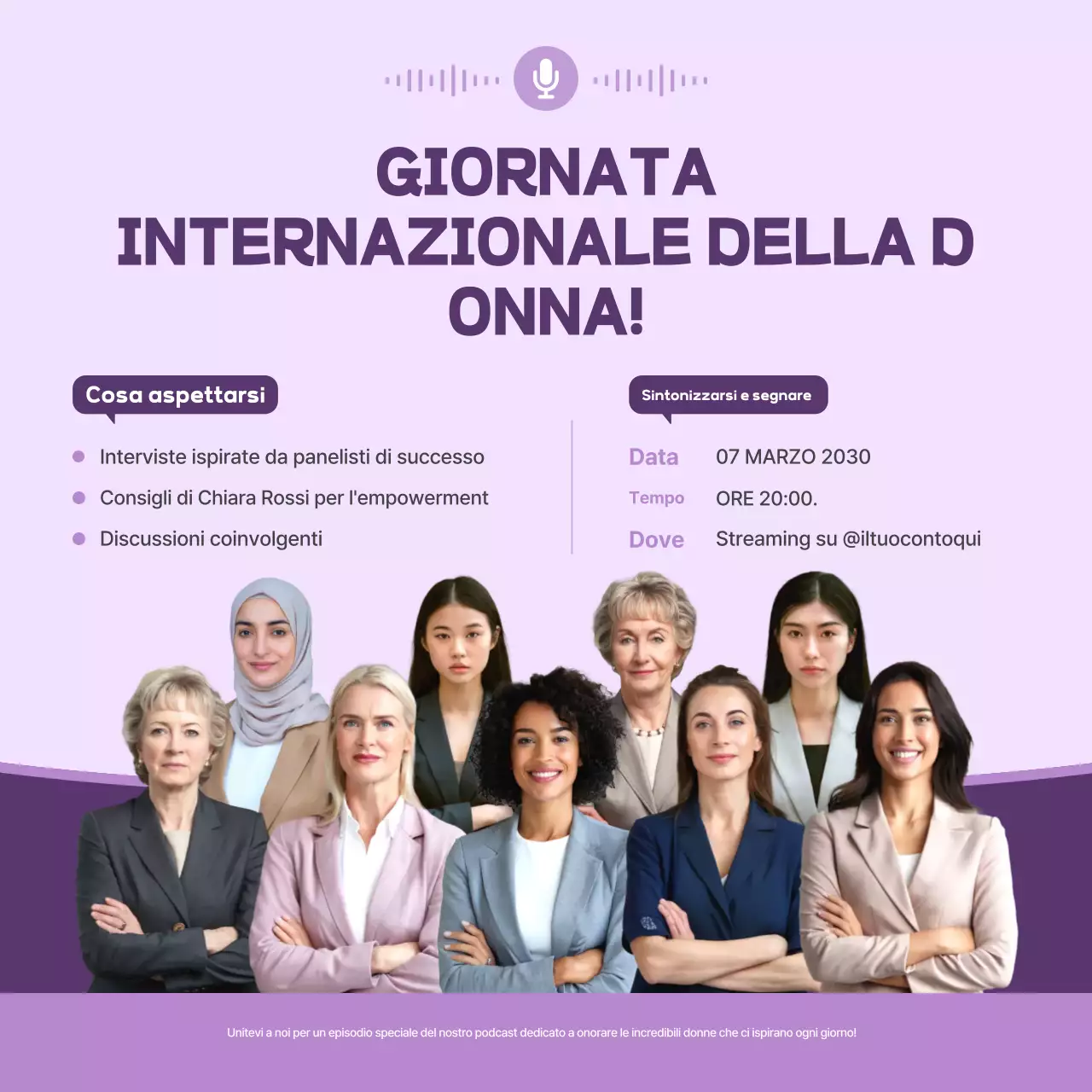 Podcast Purple Simple Women's Day Social Media Squares