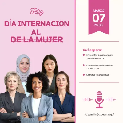 Cuadrados de redes sociales del podcast Pink Simple Women's