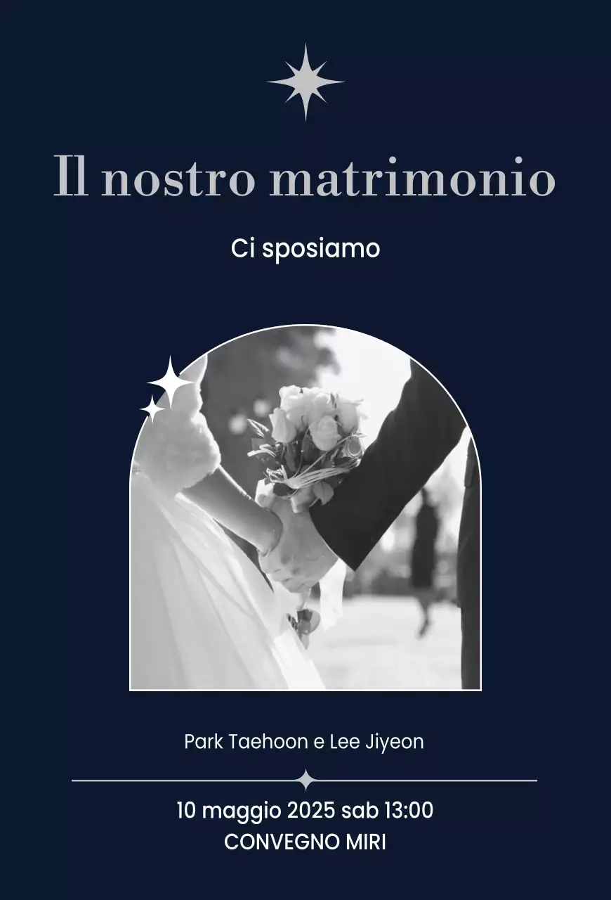 Invito di nozze classico in bianco e nero