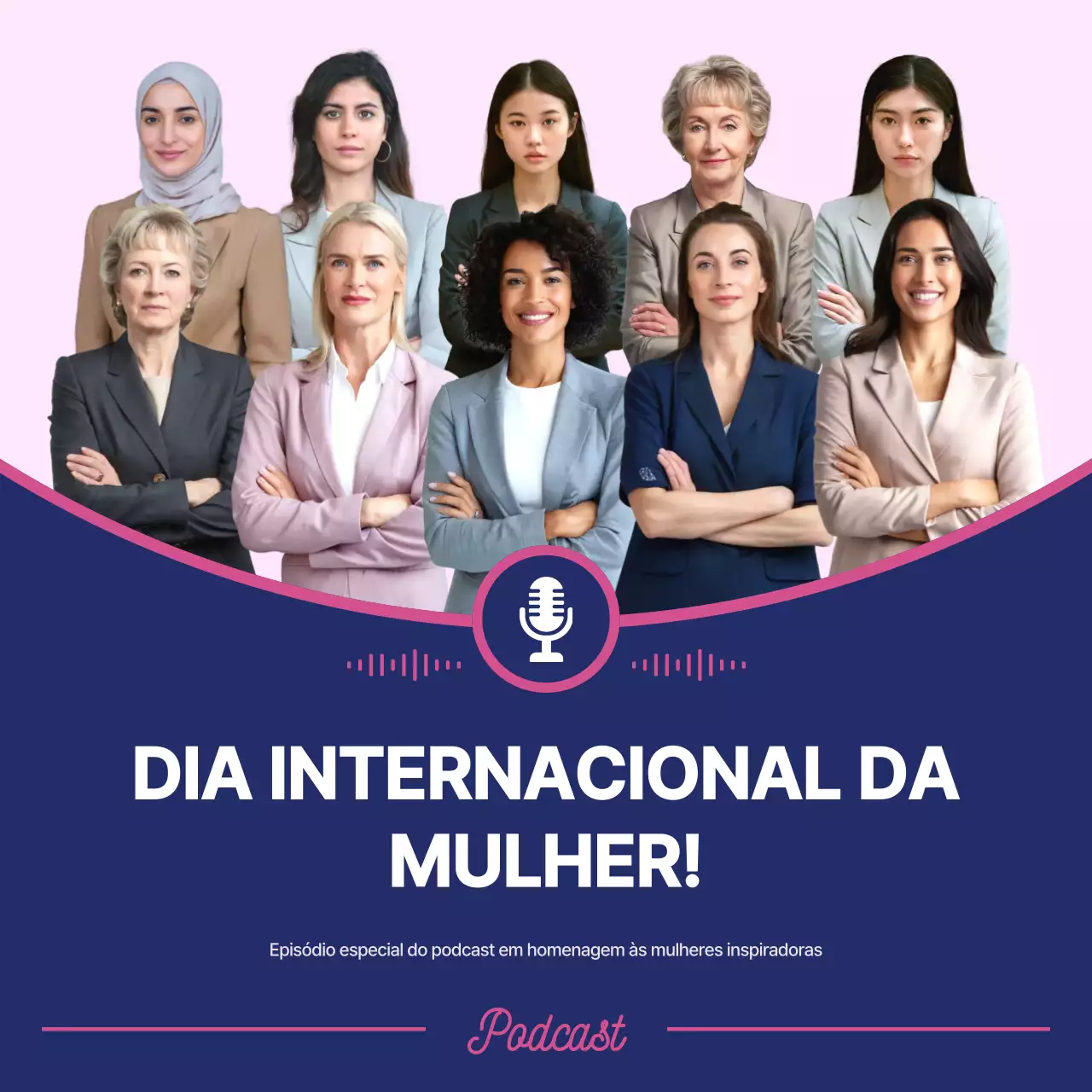 Podcast Pink Simple Women's Quadrados de mídia social