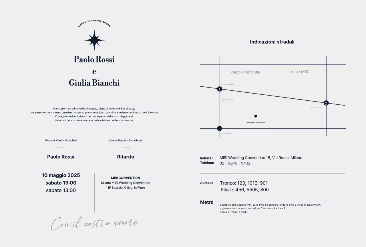 Invito di nozze elegante blu navy