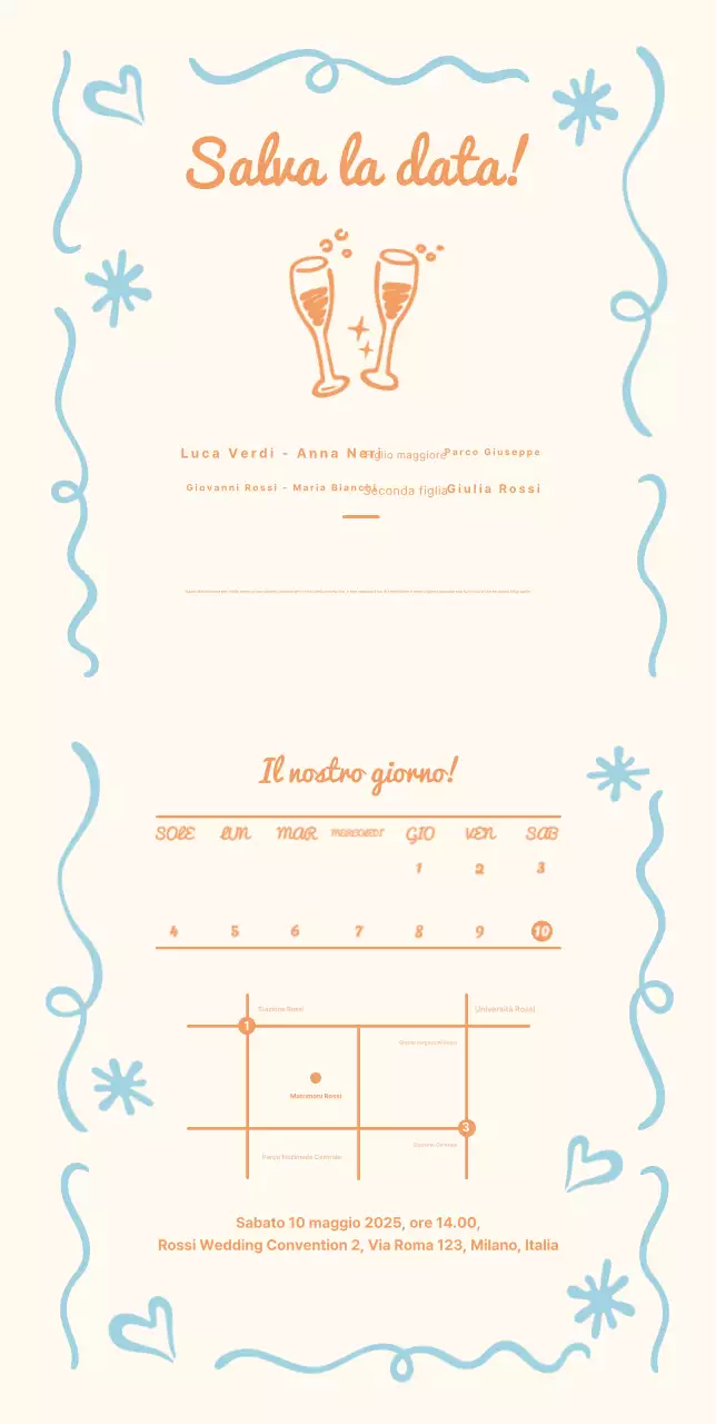 Invito di nozze semplice azzurro cielo