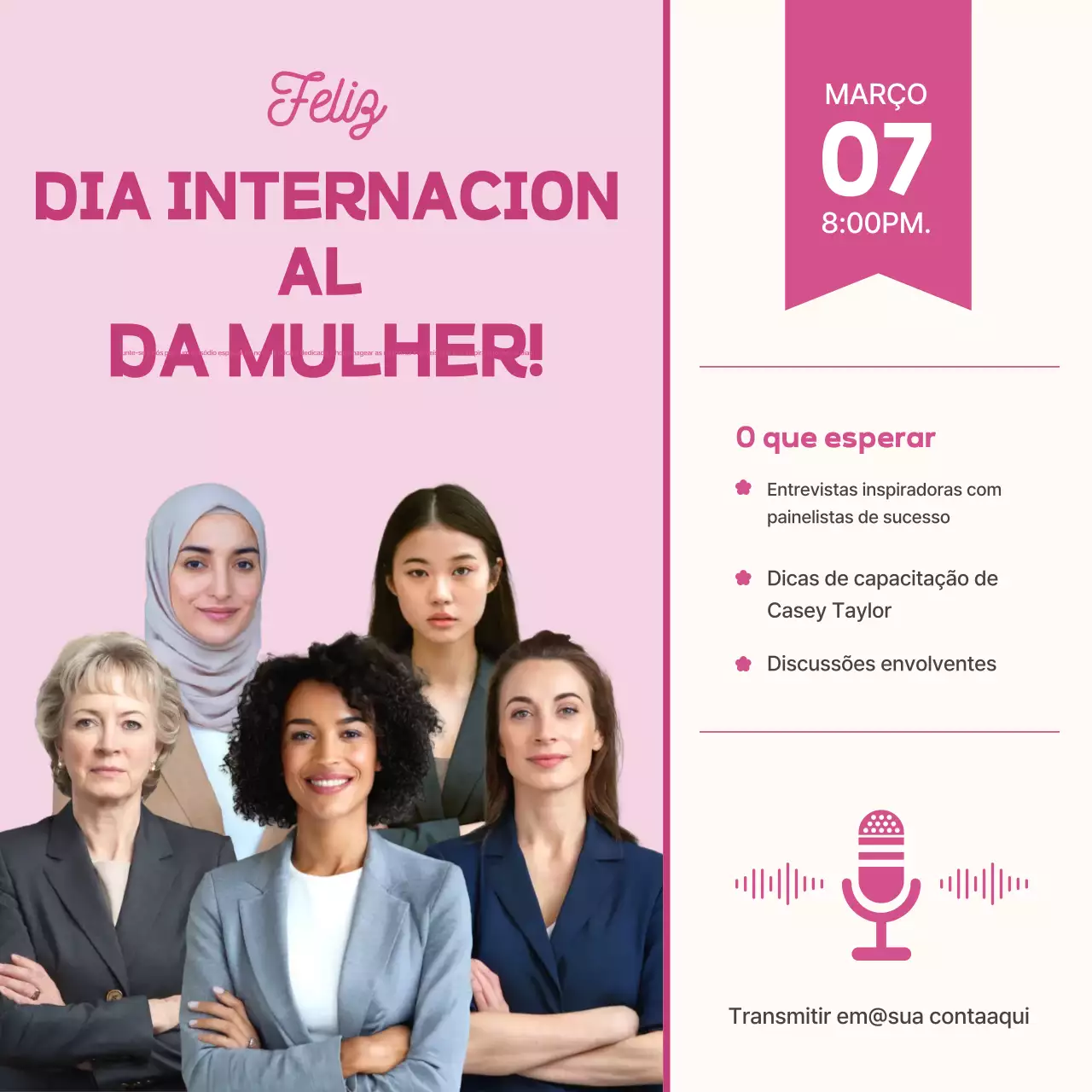 Podcast Pink Simple Women's Quadrados de mídia social
