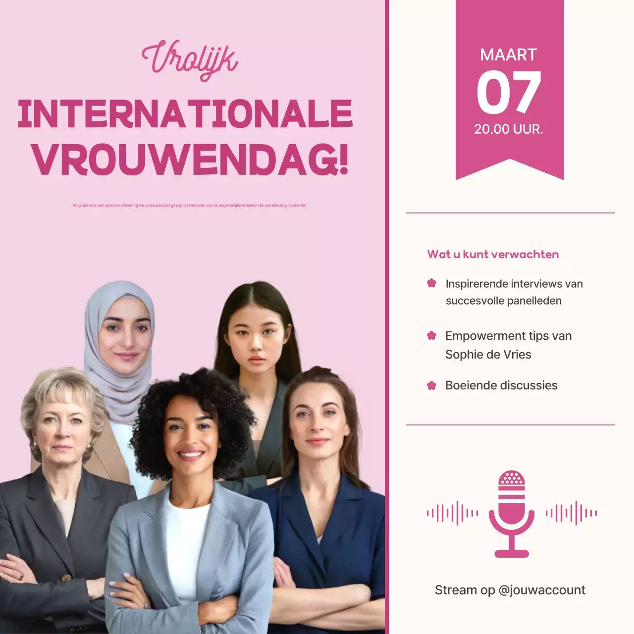 Roze Eenvoudige Vrouwen Podcast Social Media Vierkanten