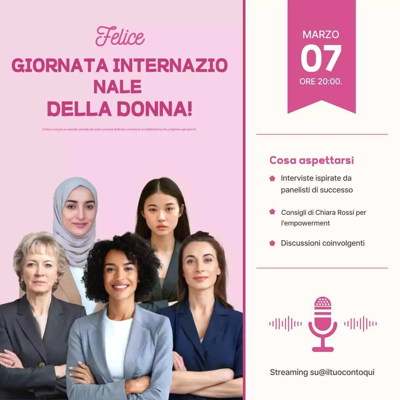 Podcast di Pink Simple Women Social Media Squares