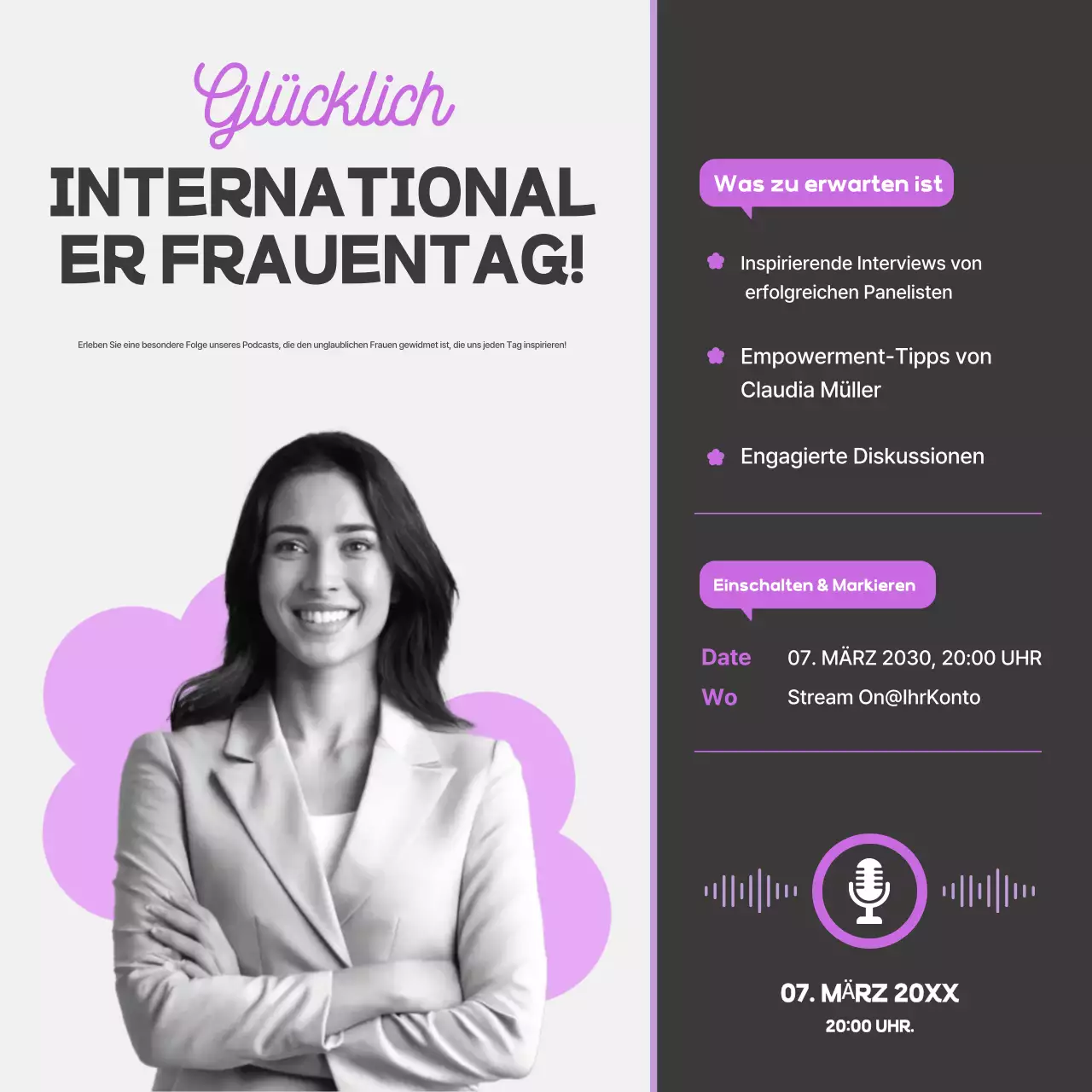 Purple Modern Women's Podcast - Social-Media-Plätze