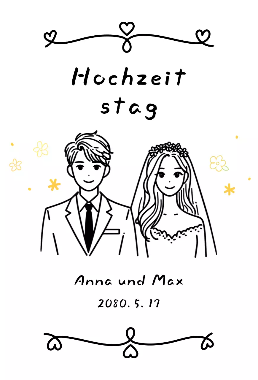 Einfache Hochzeitseinladung in Schwarz und Weiß