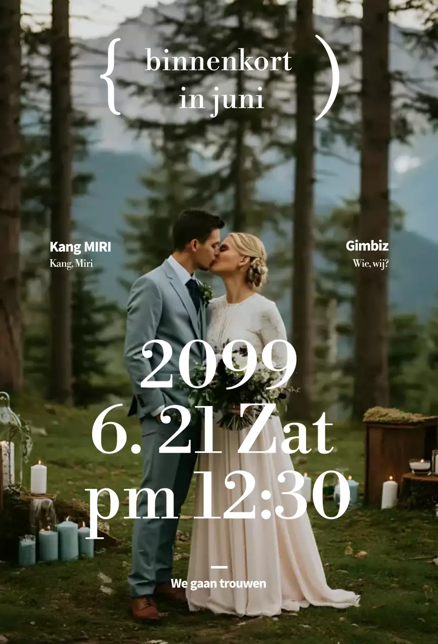 Groene natuur huwelijksuitnodiging