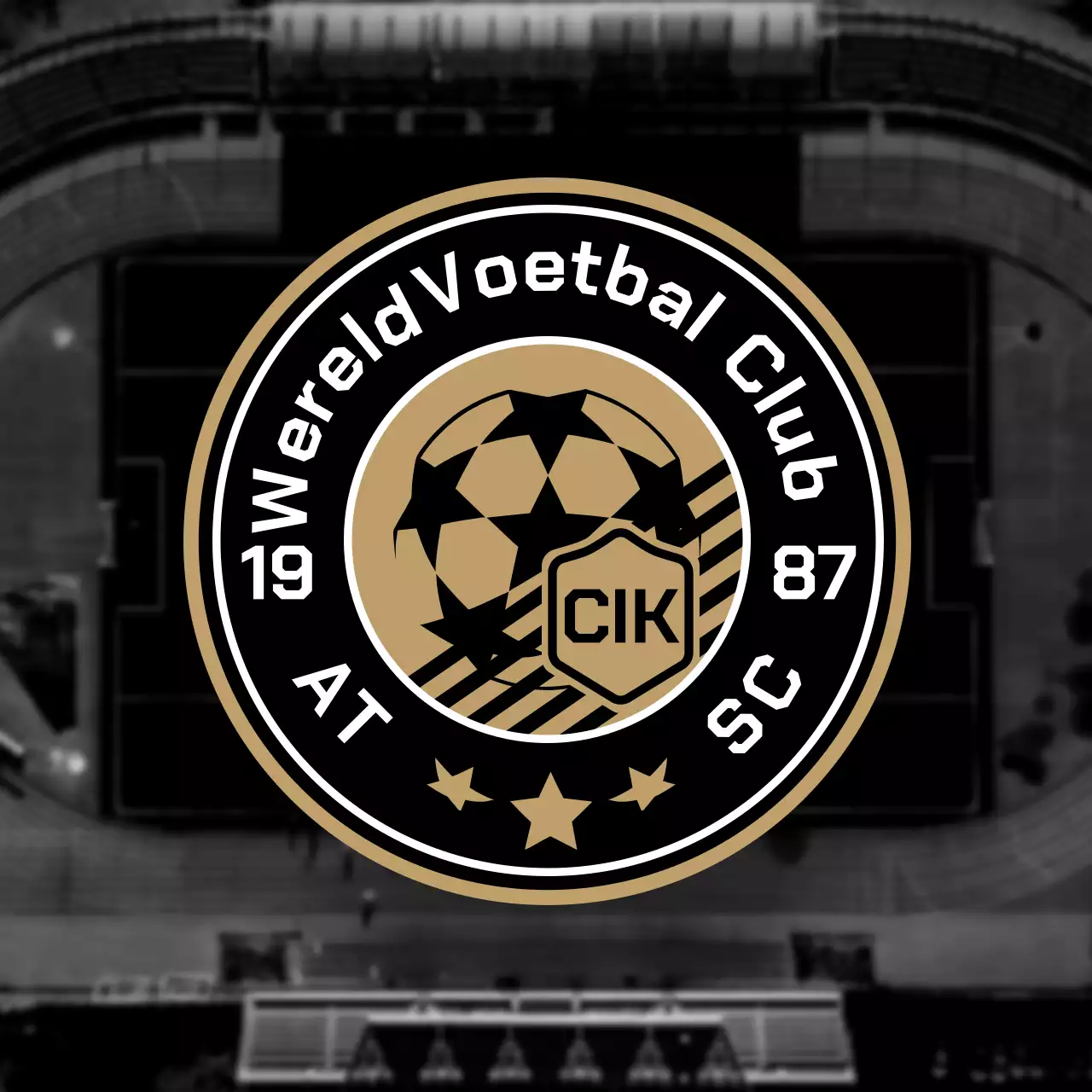 Certificaat van het embleemlogo van het professionele voetbalteam in zwart goud